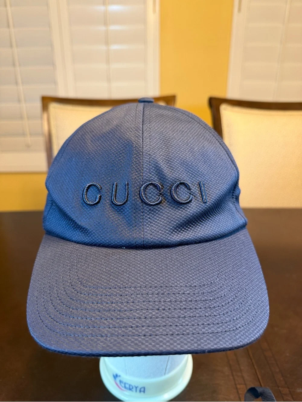 New Gucci Logo Navy Baseball Hat Size L